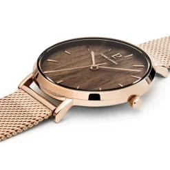 Montre Femme NATURE Cadran Brun Bracelet Acier milanais Doré rose