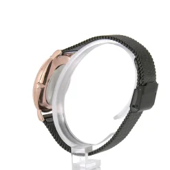 Montre Femme NATURE Cadran Noir Bracelet Acier milanais Noir