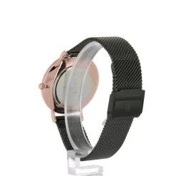 Montre Femme NATURE Cadran Noir Bracelet Acier milanais Noir