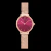 Montre Femme NOVA Cadran Framboise Bracelet Acier Doré- rose