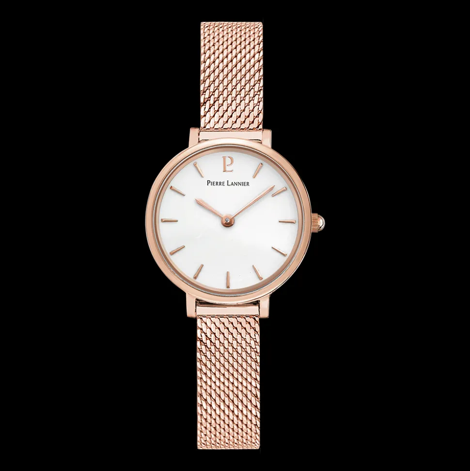 Montre Femme NOVA Cadran Blanc Bracelet Acier milanais Doré rose