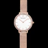Montre Femme NOVA Cadran Blanc Bracelet Acier Milanais Doré-rose