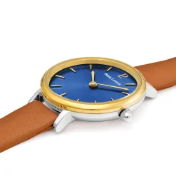 Montre Femme NOVA Cadran Bleu Bracelet Cuir Brun