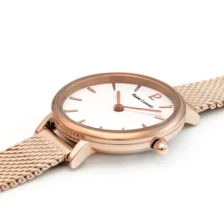 Montre Femme NOVA Cadran Blanc Bracelet Acier milanais Doré rose