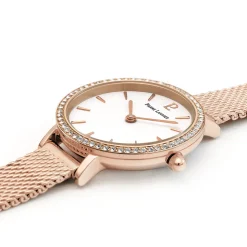 Montre Femme NOVA Cadran Blanc Bracelet Acier Milanais Doré-rose