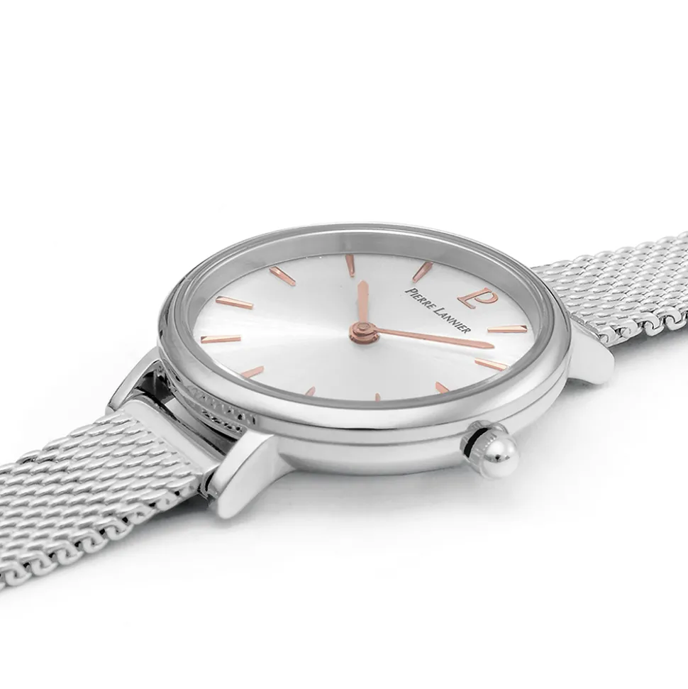 Montre Femme NOVA Cadran Argenté Bracelet Acier milanais Argenté