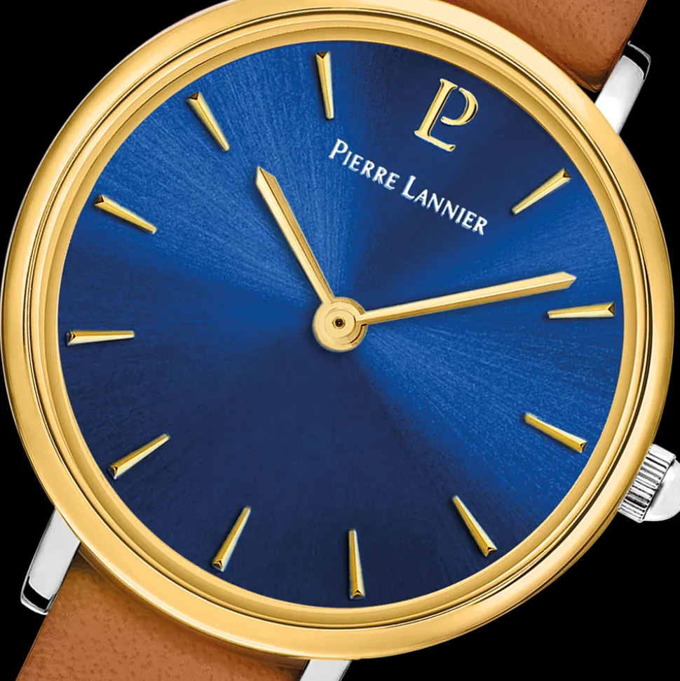 Montre Femme NOVA Cadran Bleu Bracelet Cuir Brun