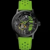Montre Femme PADDOCK Noir Cadran Noir Bracelet Cuir Vert 20 MM