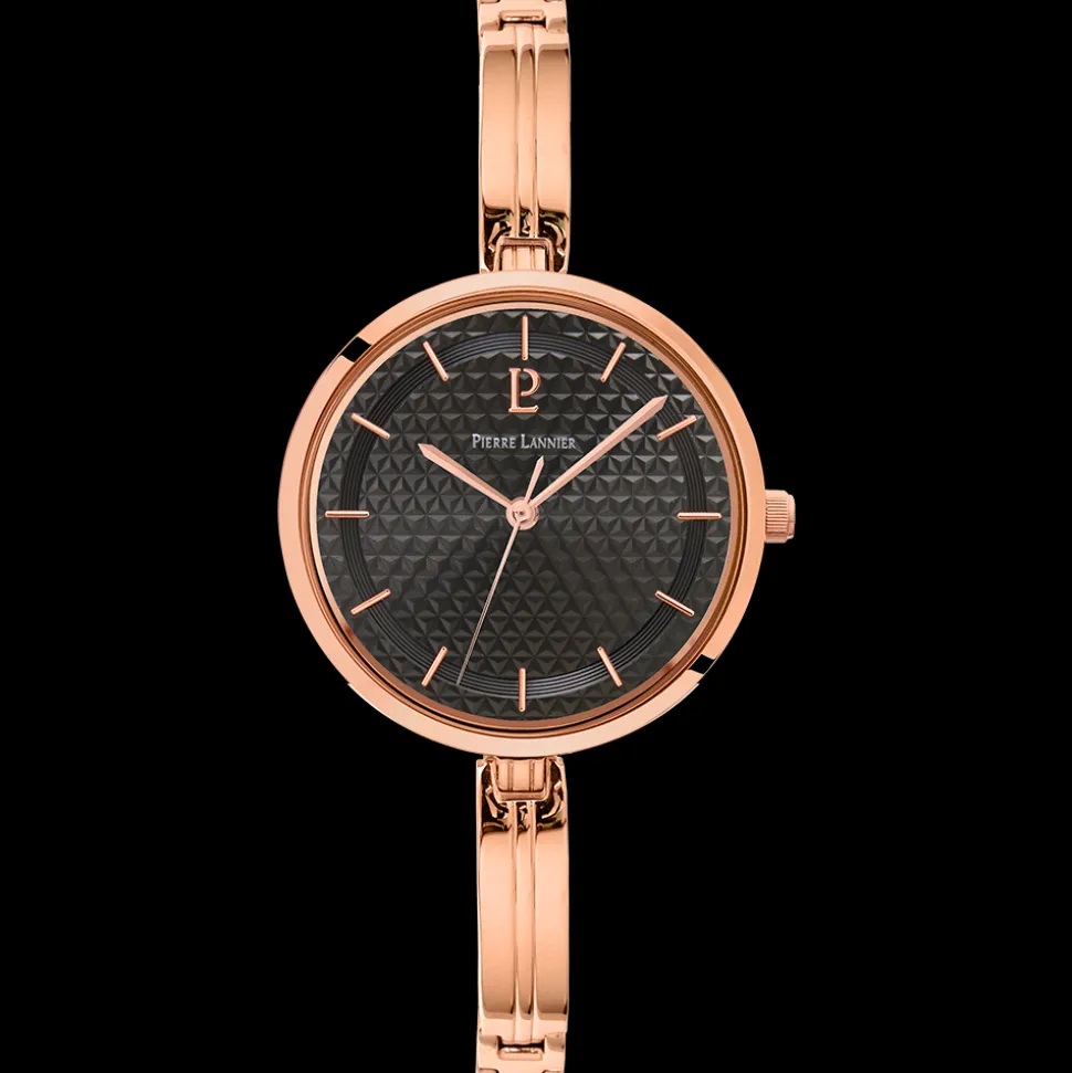 Montre Femme PRETTY Cadran Noir Bracelet Acier Doré-rose