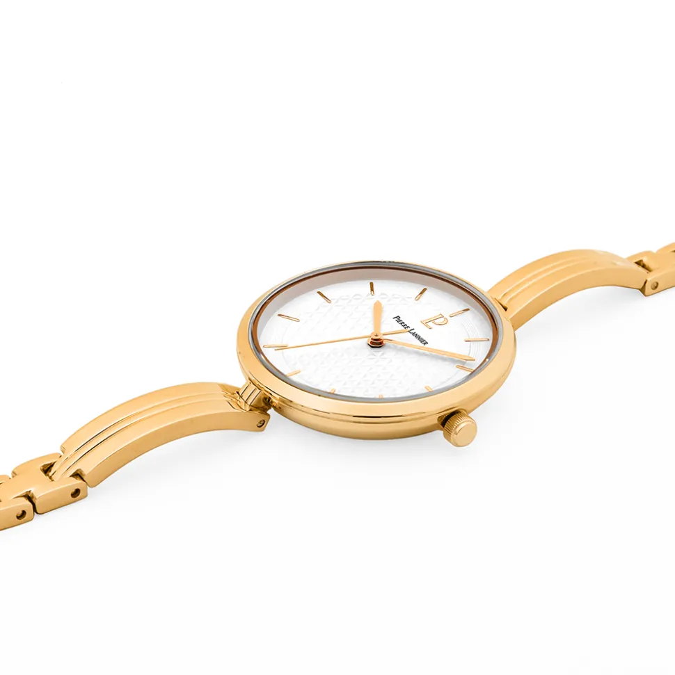 Montre Femme PRETTY Cadran Blanc Bracelet Acier Doré
