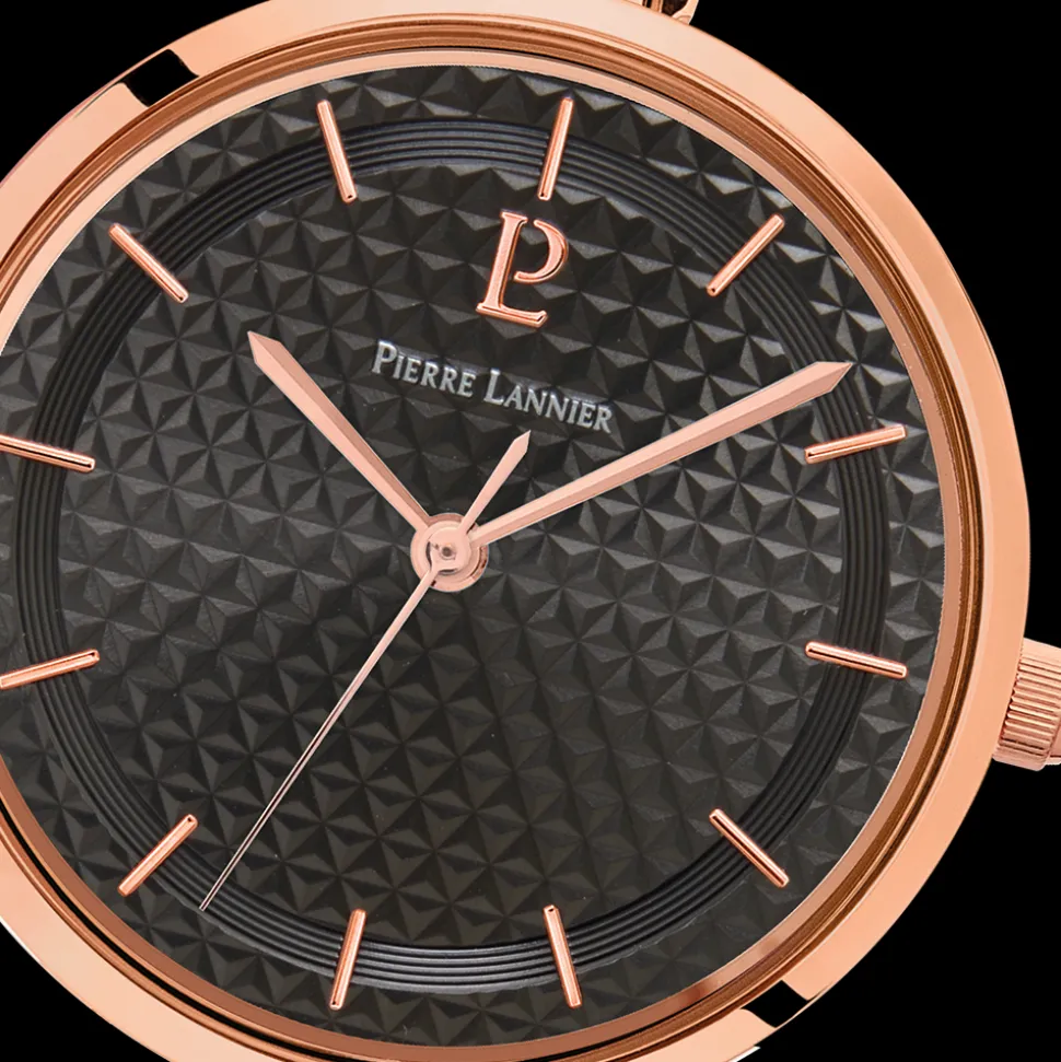 Montre Femme PRETTY Cadran Noir Bracelet Acier Doré-rose