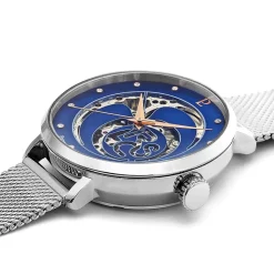 Montre Femme RCS Cadran Bleu Bracelet Acier Milanais Argenté