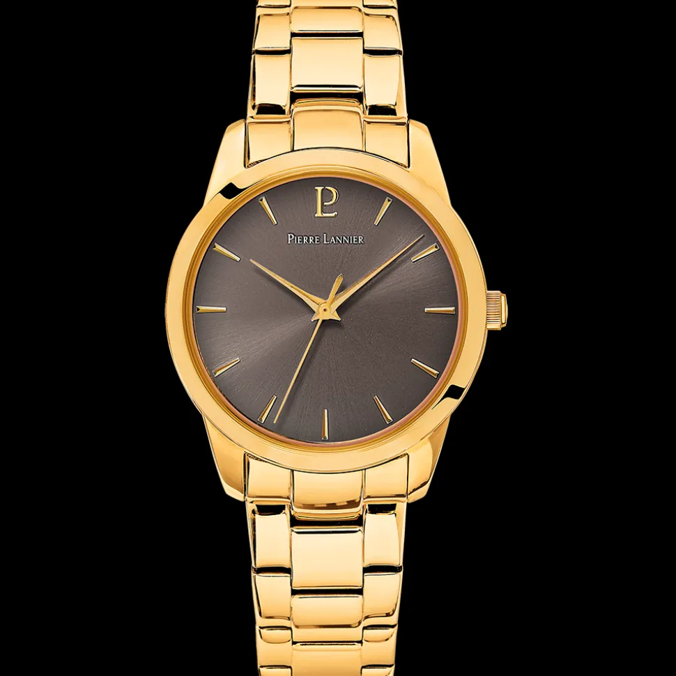 Montre Femme ROXANE Cadran Gris Bracelet Acier Doré