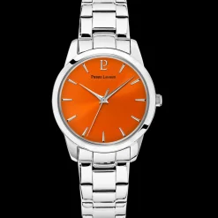 Montre Femme ROXANE Cadran Orange Bracelet Acier Argenté