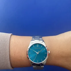 Montre Femme ROXANE Cadran Bleu Bracelet Acier  Argenté