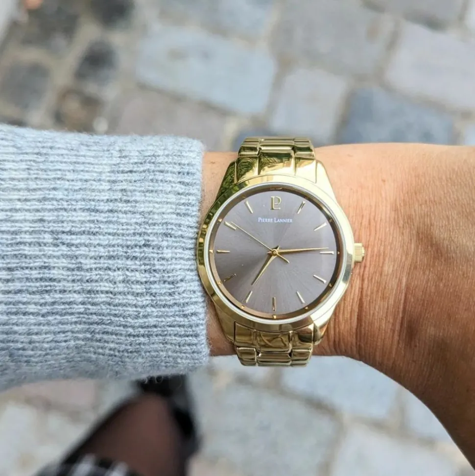 Montre Femme ROXANE Cadran Gris Bracelet Acier Doré