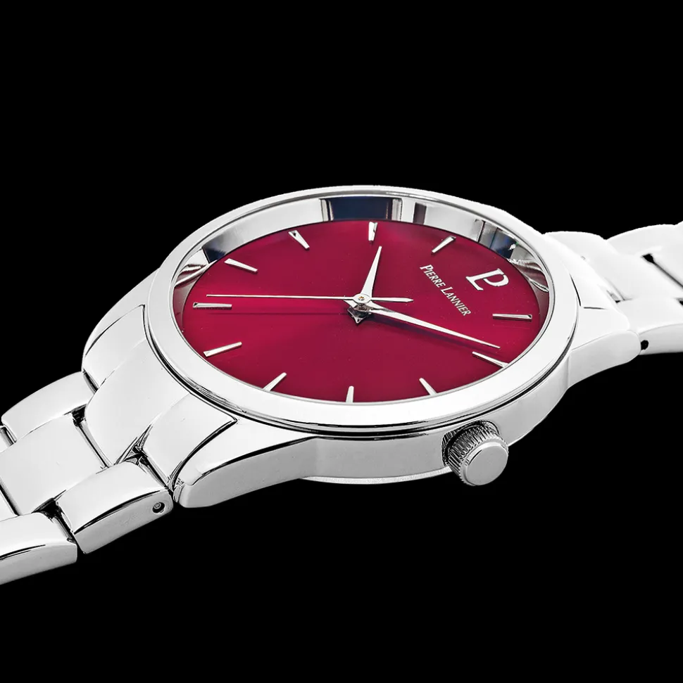 Montre Femme ROXANE Cadran Framboise Bracelet Acier Argenté