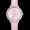 Montre Femme TALLIA Argenté Cadran Rose Bracelet Cuir Rose 16 MM