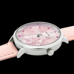 Montre Femme TALLIA Argenté Cadran Rose Bracelet Cuir Rose 16 MM