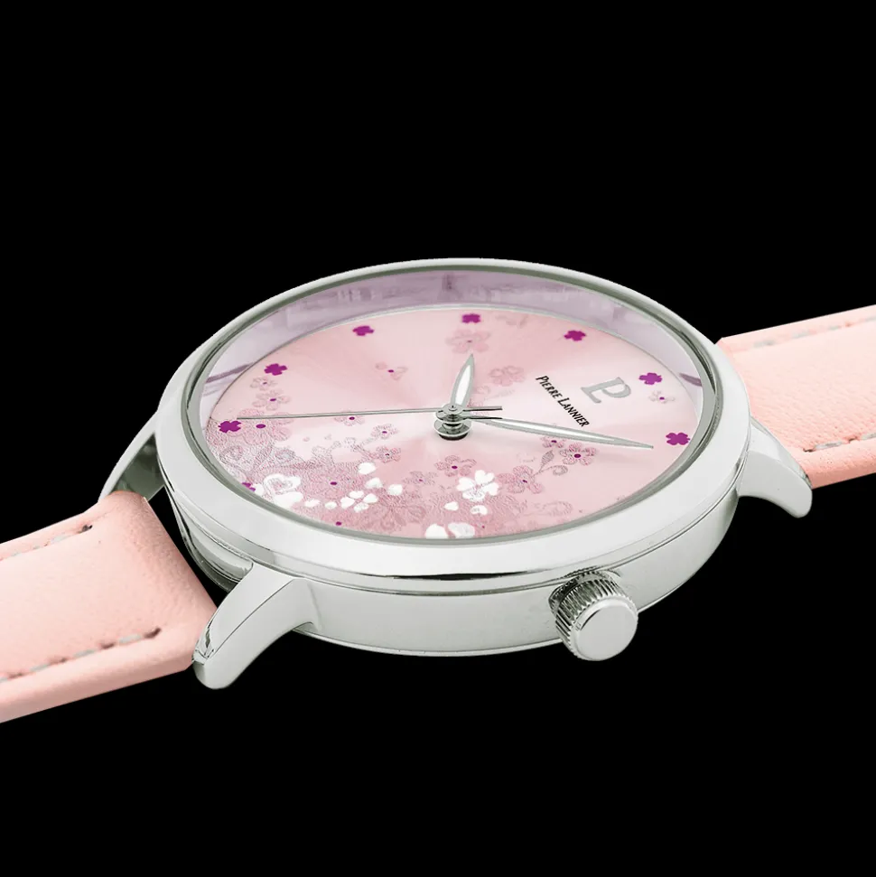 Montre Femme TALLIA Argenté Cadran Rose Bracelet Cuir Rose 16 MM