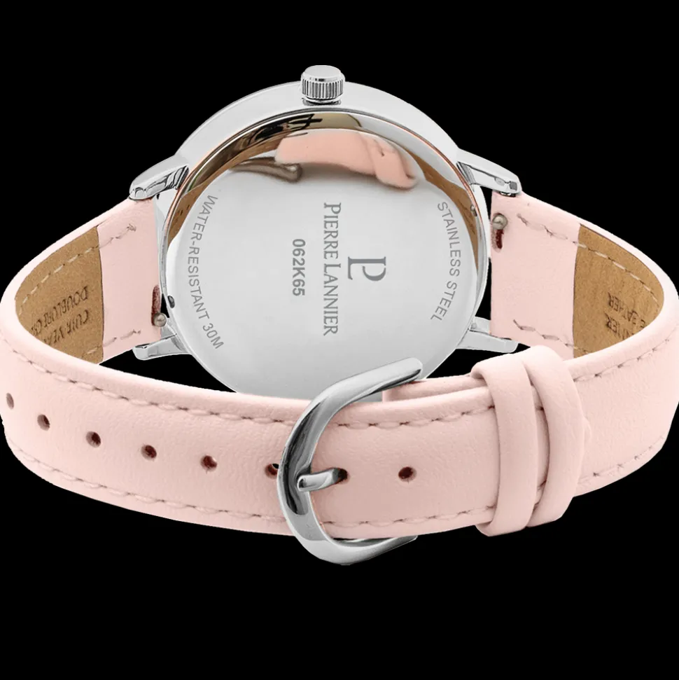 Montre Femme TALLIA Argenté Cadran Rose Bracelet Cuir Rose 16 MM
