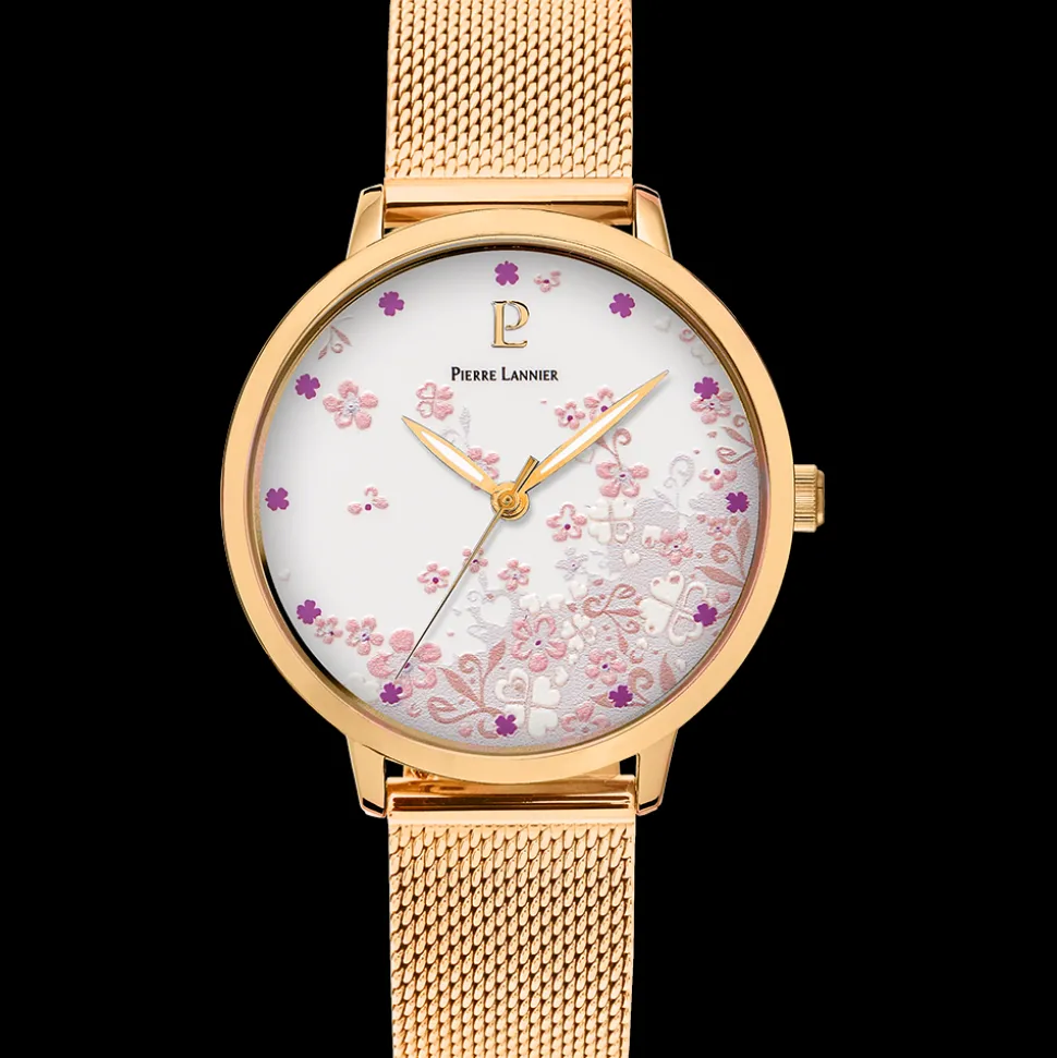Montre Femme TALLIA Cadran Blanc Bracelet Acier milanais Doré
