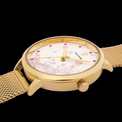 Montre Femme TALLIA Cadran Blanc Bracelet Acier milanais Doré