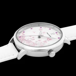 Montre Femme TALLIA Cadran Blanc Bracelet Cuir  Blanc