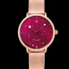 Montre Femme THEIA Cadran Framboise Bracelet Acier milanais Doré-rose