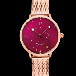 Montre Femme THEIA Cadran Framboise Bracelet Acier milanais Doré-rose