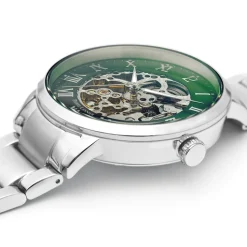 Montre Homme AUTOMATIC Argenté Cadran Vert Bracelet Acier Argenté 20 MM