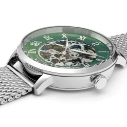 Montre Homme AUTOMATIC Argenté Cadran Vert Bracelet Acier milanais Argenté 20 MM