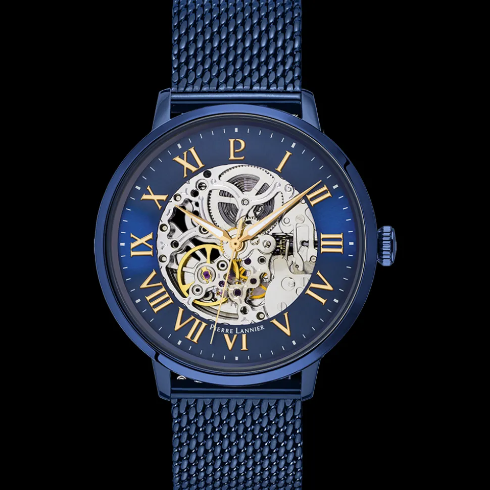 Montre Homme AUTOMATIC Cadran Bleu Bracelet Acier milanais Bleu
