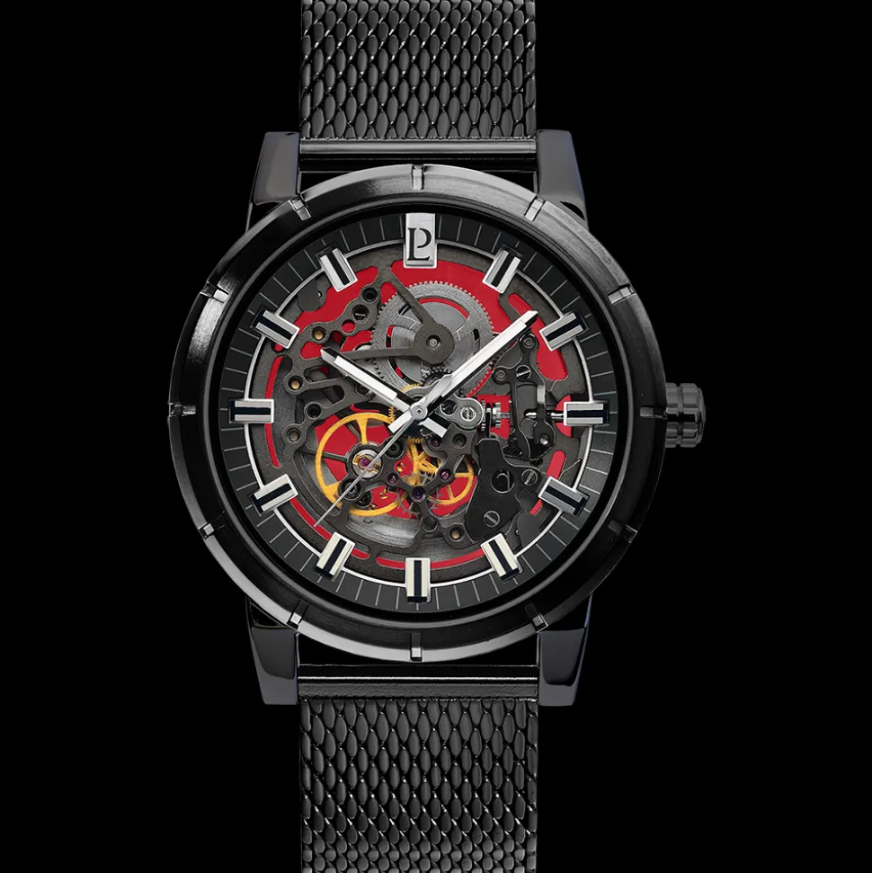 Montre Homme AUTOMATIC Cadran Noir Bracelet Acier milanais Noir