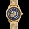 Montre Homme AUTOMATIC Cadran Bleu Bracelet Acier milanais Doré
