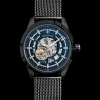Montre Homme AUTOMATIC Cadran Bleu Bracelet Acier milanais Noir