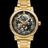 Montre Homme AUTOMATIC Cadran Noir Bracelet Acier  Doré