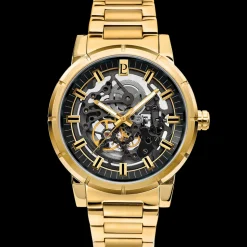 Montre Homme AUTOMATIC Cadran Noir Bracelet Acier  Doré
