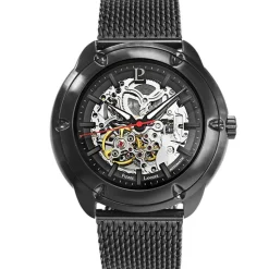 Montre Homme AUTOMATIC Cadran Gris Bracelet Acier milanais  Noir