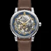 Montre Homme AUTOMATIC Cadran Bleu Bracelet Cuir Brun