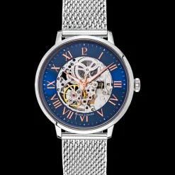 Montre Homme AUTOMATIC Cadran Bleu Bracelet Acier milanais Argenté