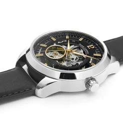 Montre Homme AUTOMATIC Cadran Noir Bracelet Cuir Noir
