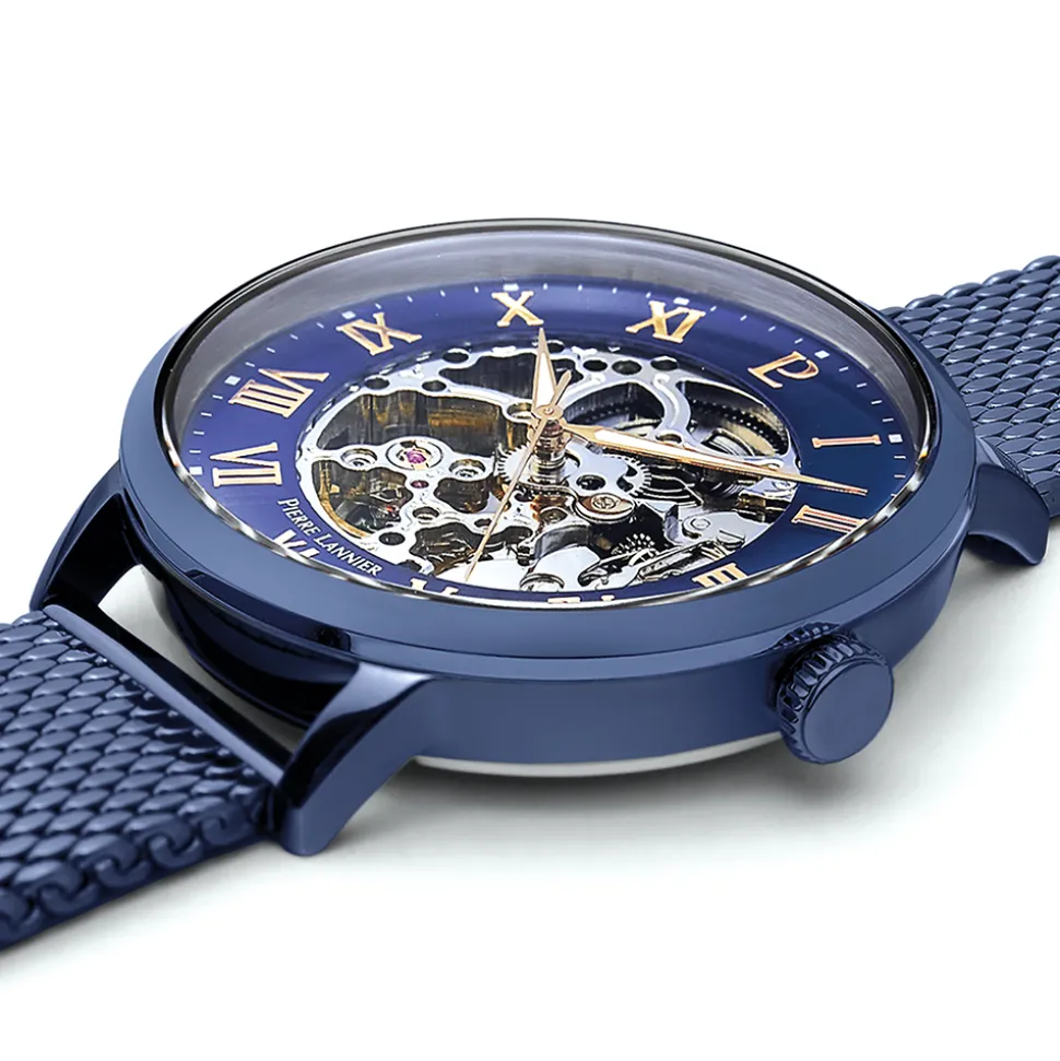 Montre Homme AUTOMATIC Cadran Bleu Bracelet Acier milanais Bleu
