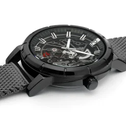 Montre Homme AUTOMATIC Cadran Noir Bracelet Acier milanais Noir