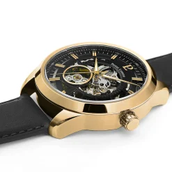 Montre Homme AUTOMATIC Cadran Noir Bracelet Cuir Noir