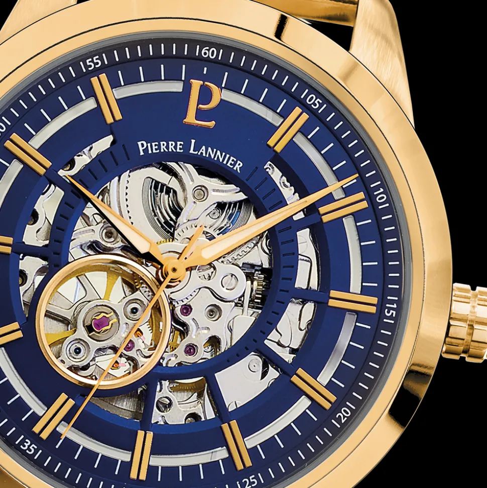 Montre Homme AUTOMATIC Cadran Bleu Bracelet Acier milanais Doré