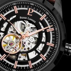 Montre Homme AUTOMATIC Cadran Noir Bracelet Cuir Brun