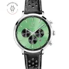 Montre Homme BARON Argenté Cadran Vert Bracelet Cuir perforé Noir 20 MM