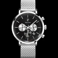 Montre Homme BARON Cadran Noir Bracelet Acier Milanais Argenté