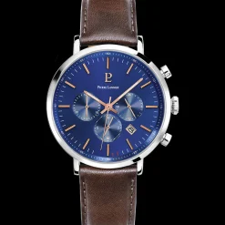 Montre Homme BARON Cadran Bleu Bracelet Cuir Brun